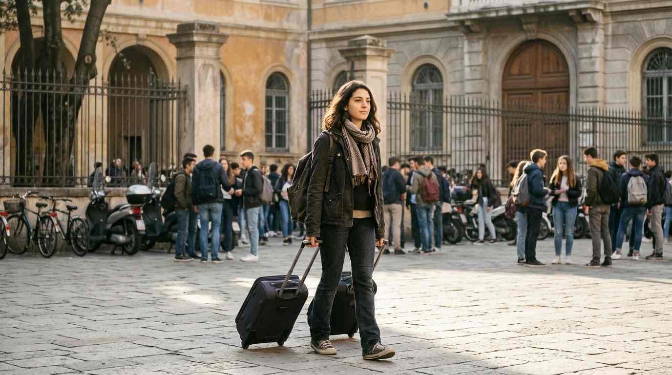 Studente delle superiori pronto per un'esperienza di studio all'estero